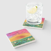 BIDMANTEL IN DE ZONSONDERGANG STENEN ONDERZETTER (Zijkant)