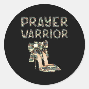 Bidsoldaat Camo hoge hakken Boog geloof God Jezus Ronde Sticker