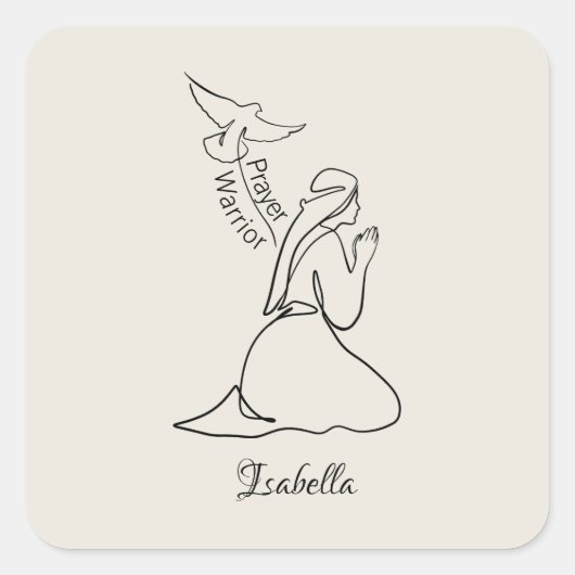 Bidsoldaat ontwerp & naam aanpassen vierkante sticker (Voorkant)