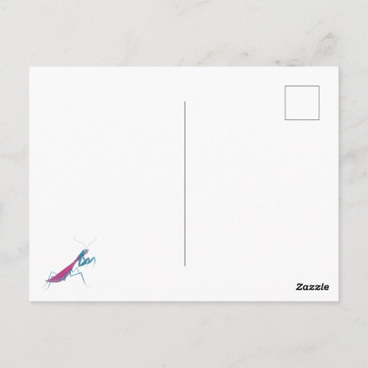 Bidsprinkhaan aangepaste tekst briefkaart (Achterkant)