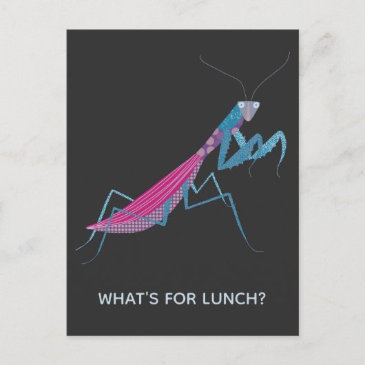 Bidsprinkhaan aangepaste tekst briefkaart (Voorkant)