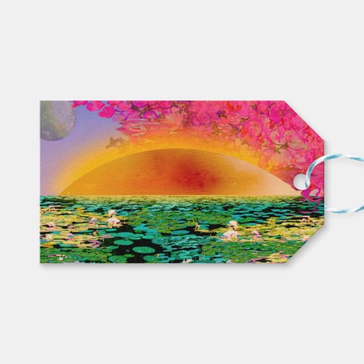 BIDSPRINKHAAN BIJ ZONSONDERGANG CADEAULABEL (Voorkant (Horizontaal))