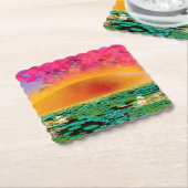 BIDSPRINKHAAN BIJ ZONSONDERGANG KARTONNEN ONDERZETTERS (Gebogen)