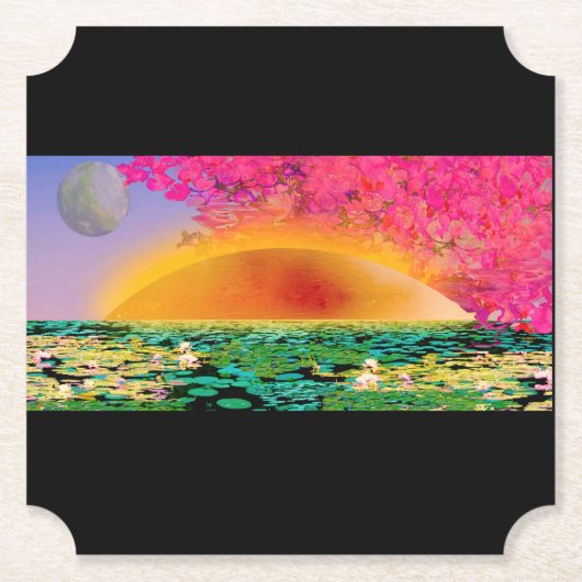 BIDSPRINKHAAN BIJ ZONSONDERGANG KARTONNEN ONDERZETTERS (Voorkant)