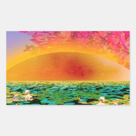 BIDSPRINKHAAN BIJ ZONSONDERGANG RECHTHOEKIGE STICKER