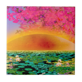 BIDSPRINKHAAN BIJ ZONSONDERGANG TEGELTJE