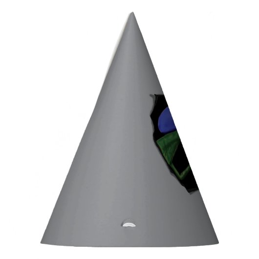 bidsprinkhaan die gaatje uitkijkt feesthoedjes (Links)