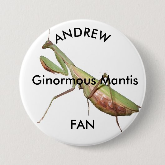 bidsprinkhaan, Ginormus Mantis Ronde Button 7,6 Cm (Voorkant)