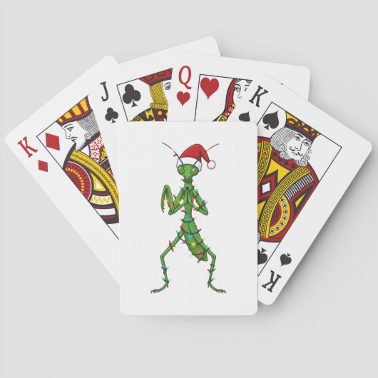 Bidsprinkhaan Kerst Vakantie Insect Pokerkaarten (Achterkant)
