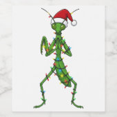 Bidsprinkhaan Kerst Vakantie Insect Wijn Etiket (Enkel label)