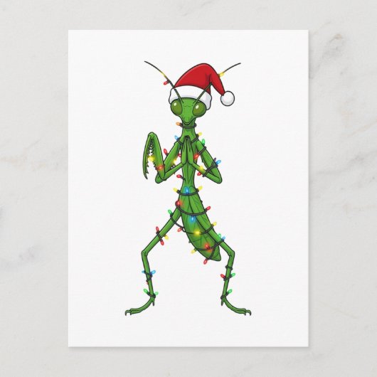 Bidsprinkhaan Kerstvakantie Insect Briefkaart (Voorkant)