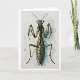 Bidsprinkhaan watercolor schilderij insect kunst  kaart