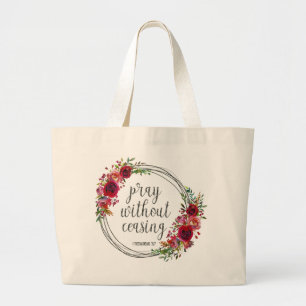 Bidt zonder ophouden grote tote bag