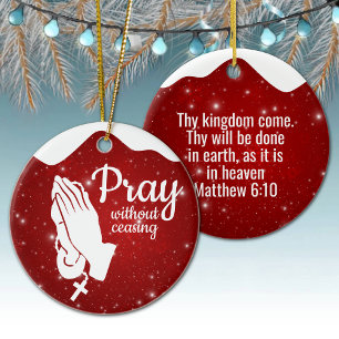 Bidt zonder ophouden Matteüs 6:10 Gebed  ⛪️ 🎄 Keramisch Ornament