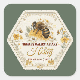 Bie-etiket voor Pure Honing Sticker