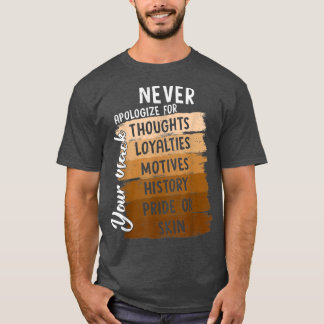 Bied nooit excuses aan voor de zwarte geschiedenis t-shirt