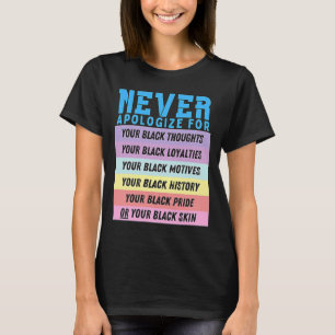 Bied nooit excuses aan voor de zwarte geschiedenis t-shirt