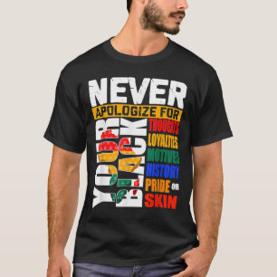 Bied nooit excuses aan voor de zwarte geschiedenis t-shirt