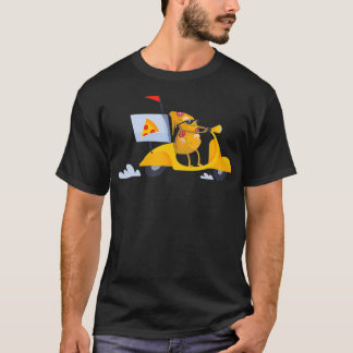 Bied pizzaber in een motorfiets t-shirt