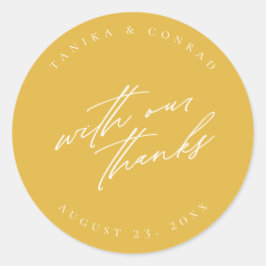 Bieden met onze Bedankt Wht/Gold ID954 Ronde Sticker