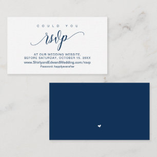 Bieden online RSVP, modern Navy Blue Script Informatiekaartje