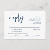 Bieden RSVP, met maaltijdopties, Navy Blue font Informatiekaartje (Voorkant)
