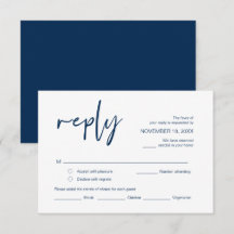 Bieden RSVP, met maaltijdopties, Navy Blue font