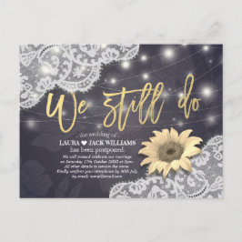 Bieden uitstel van de bruiloft. We doen nog steeds Aankondigingskaart