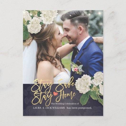 Bieden Uitstel Verblijf thuis Verblijf Veilige bra Aankondigingskaart (Voorkant)