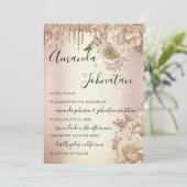 Bieden van boormonogram Florals Ivory Roos Kaart (Staand voorkant)