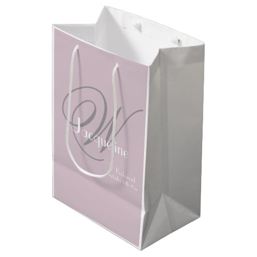 Bieden van bruidsschat Cadeau Monogram Elegant Medium Cadeauzakje (Voorkant Gekanteld)