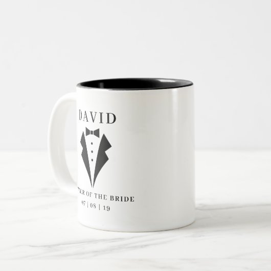 Bieden van de BRIDE Tuxedo Tweekleurige Koffiemok (Voorkant links)