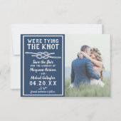 Bieden van de Knot Simple Nautical Photo Navy Save The Date (Voorkant)