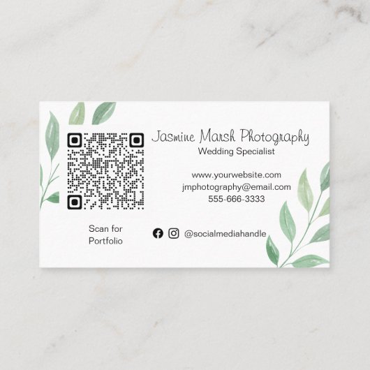 Bieden van een goudmonogram Lijst Fotograaf QR Visitekaartje (Achterkant)