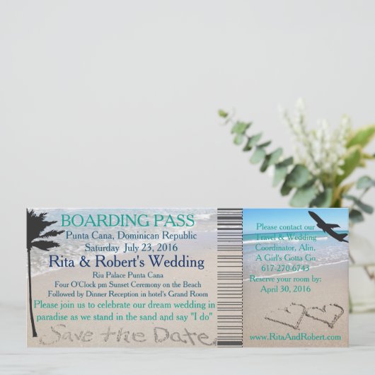 Bieden van een instapkaart opslaan van de datum va save the date (Staand voorkant)