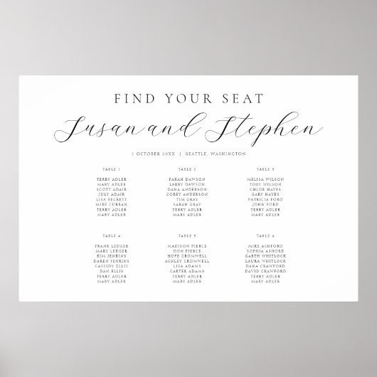 Bieden van een modern, minimaal 6-tafelzitje poster (Voorkant)