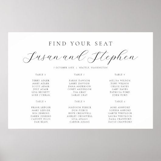 Bieden van een modern, minimaal 6-tafelzitje poster (Voorkant)