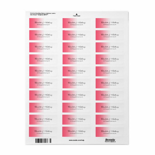 Bieden van Elegant script Creative Pink White Etiket (Full Sheet)