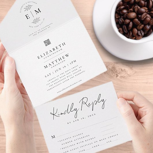 Bieden van emigranten - Modern Eenvoudige QR-maalt All In One Uitnodiging