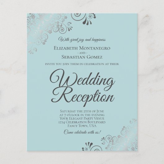 Bieden van geld en Blauwgroen lacy BUDGET Weddensc (Voorkant)