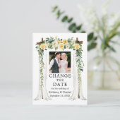 Bieden van kanopie Gele Floral verander de datum Briefkaart (Staand voorkant)