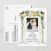 Bieden van kanopie Gele Floral verander de datum Briefkaart (Voorkant / Achterkant)