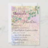 Bieden van monogram - Florals Mint Glitter Roos Kaart (Voorkant)