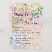 Bieden van monogram - Florals Mint Glitter Roos Kaart (Voorkant / Achterkant)