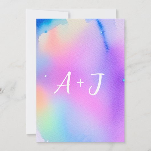 Bieden van monogram QR Code Roze holografisch Kaart (Achterkant)