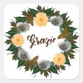 Bieden van oproepingsplek Elegant Vierkante Sticker (Voorkant)