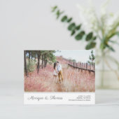 Bieden Verloving Foto Opslaan Datum Website Info e Aankondigingskaart (Staand voorkant)