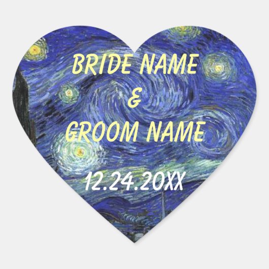 Bieden voor stickers. Sterrennacht Hart Sticker (Voorkant)