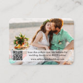 Bieden Website QR Overlay Foto Neo Mint Green Informatiekaartje (Voorkant)