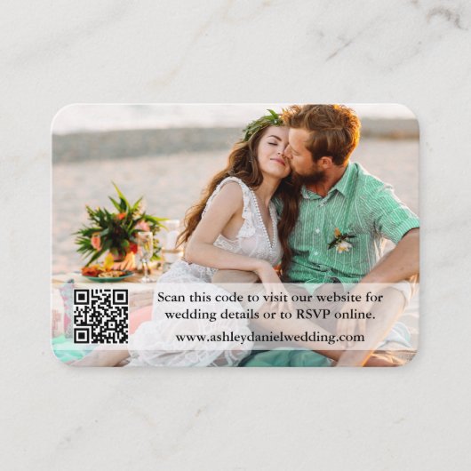 Bieden Website QR Overlay Foto Neo Mint Green Informatiekaartje (Voorkant)